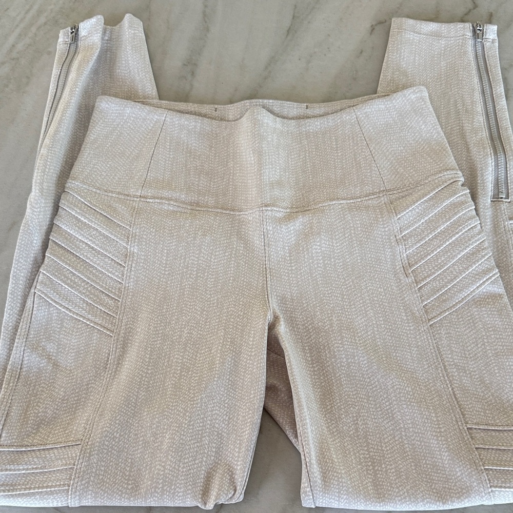 Athleta Leggings Women's Small Greige  Delancey Textured Moto Tight High Rise